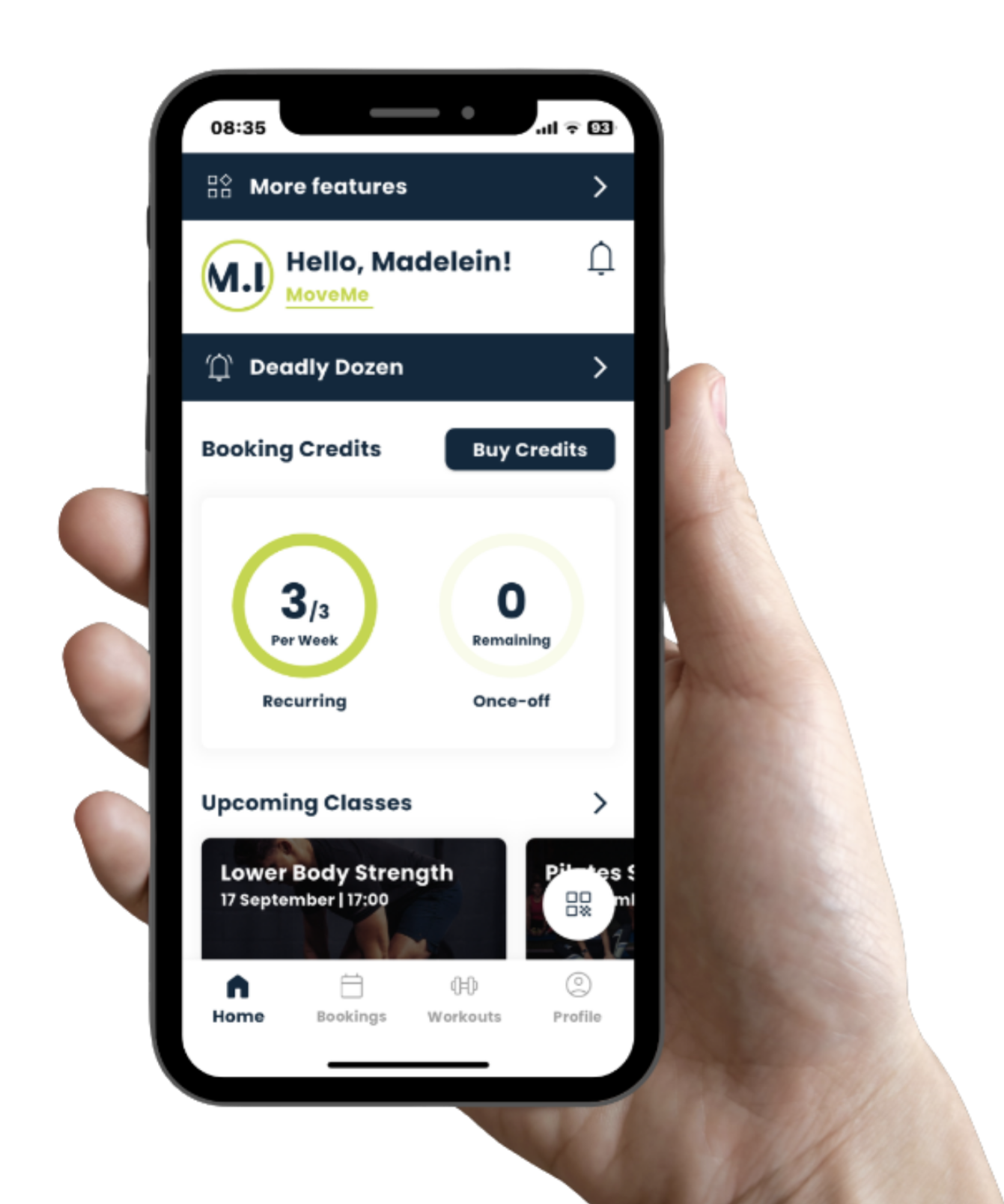 The Move360 booking app on a mobile phone